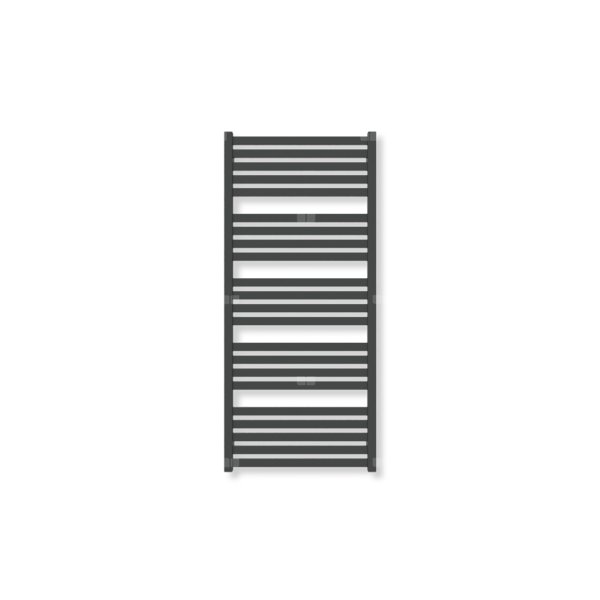 Grzejnik elektryczny TERMA MARLIN 1180 x 530 mm, kolor czarny jak kruk soft, moc 600 W, podłączenie E8, kabel spiralny z wtyczką czarny