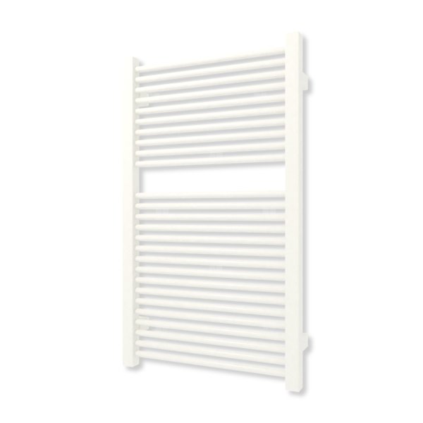 Grzejnik elektryczny TERMA MIKE 730 x 430 mm, kolor biały drogowy RAL9016, moc 400 W, podłączenie E8, kabel prosty bez wtyczki z maskownicą szary