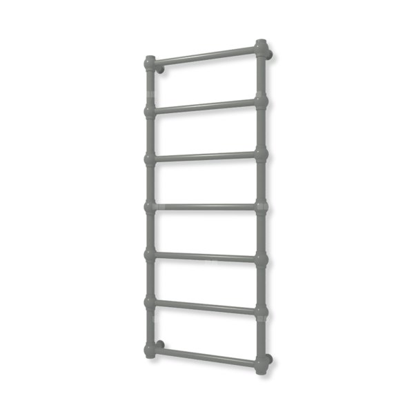 Grzejnik elektryczny TERMA RETRO 1170 x 500 mm, kolor burzowe niebo, moc 300 W, podłączenie E8, kabel spiralny z wtyczką srebrzysty