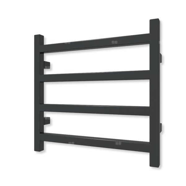 Grzejnik elektryczny TERMA SIMPLE 480 x 500 mm, kolor czarny jak kruk mat RAL9005, moc 200 W, podłączenie E1, kabel spiralny z wtyczką czarny