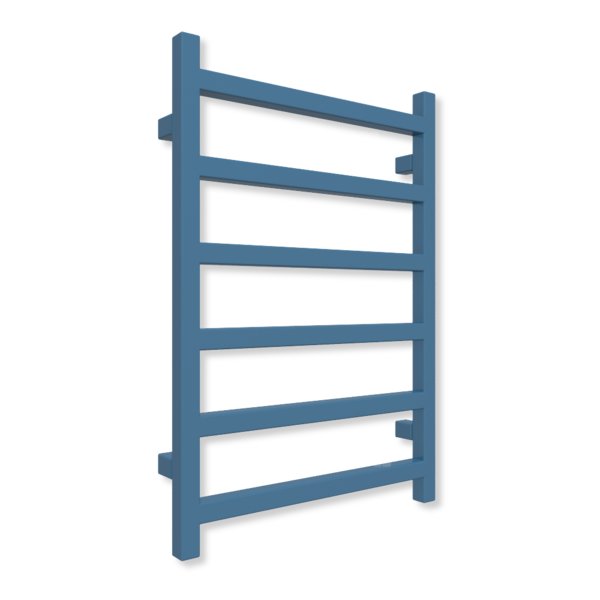 Grzejnik elektryczny TERMA SIMPLE 720 x 500 mm, kolor niebieski brylantowy RAL5007, moc 300 W, podłączenie E1, kabel prosty bez wtyczki z maskownicą srebrzysty