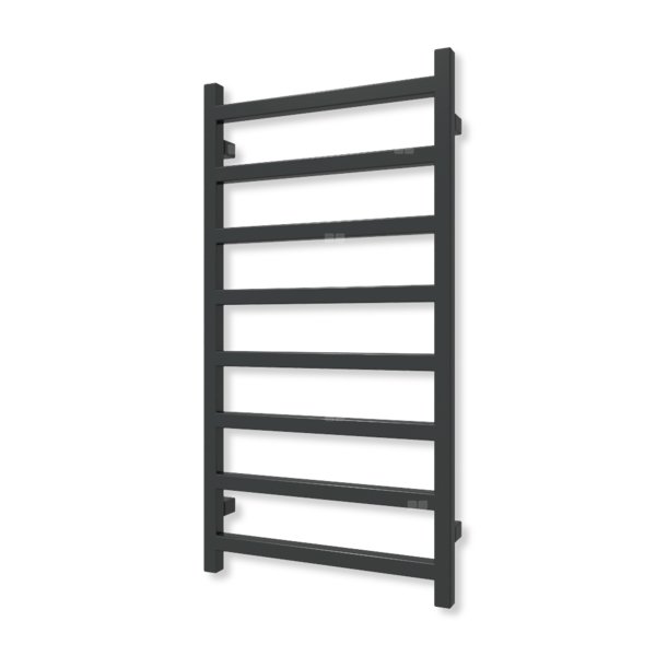 Grzejnik elektryczny TERMA SIMPLE 960 x 500 mm, kolor czarny jak kruk mat RAL9005, moc 400 W, podłączenie E1, kabel spiralny z wtyczką czarny