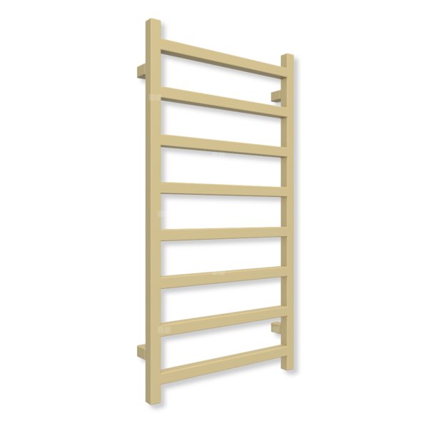 Grzejnik elektryczny TERMA SIMPLE 960 x 500 mm, kolor mosiądz, moc 400 W, podłączenie E1, kabel prosty bez wtyczki z maskownicą srebrzysty