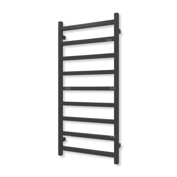 Grzejnik elektryczny TERMA SIMPLE 1080 x 500 mm, kolor czarny jak kruk mat RAL9005, moc 400 W, podłączenie E1, kabel prosty bez wtyczki z maskownicą czarny