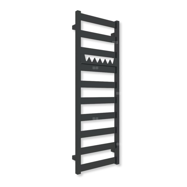 Grzejnik elektryczny TERMA VIVO 1150 x 400 mm, kolor czarny jak kruk mat RAL9005, moc 400 W, podłączenie E1, kabel spiralny z wtyczką czarny