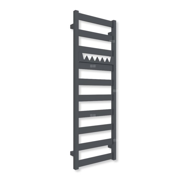 Grzejnik elektryczny TERMA VIVO 1150 x 400 mm, kolor szary antracytowy RAL7016, moc 400 W, podłączenie E8, kabel spiralny z wtyczką szary