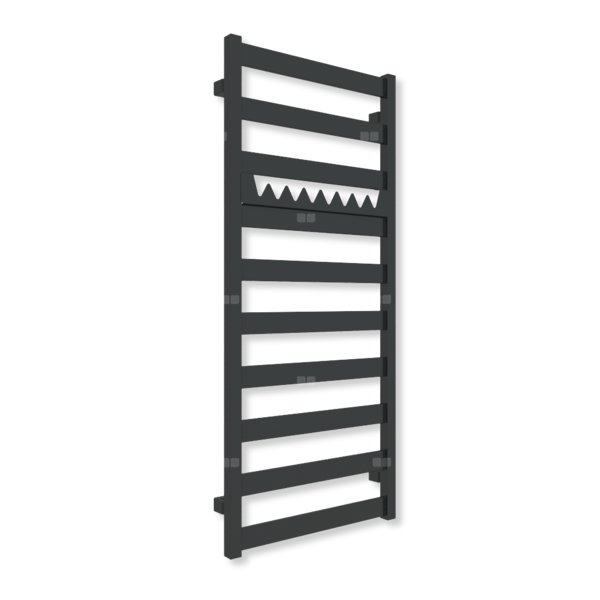 Grzejnik elektryczny TERMA VIVO 1150 x 500 mm, kolor czarny jak kruk mat RAL9005, moc 400 W, podłączenie E8, kabel spiralny z wtyczką czarny