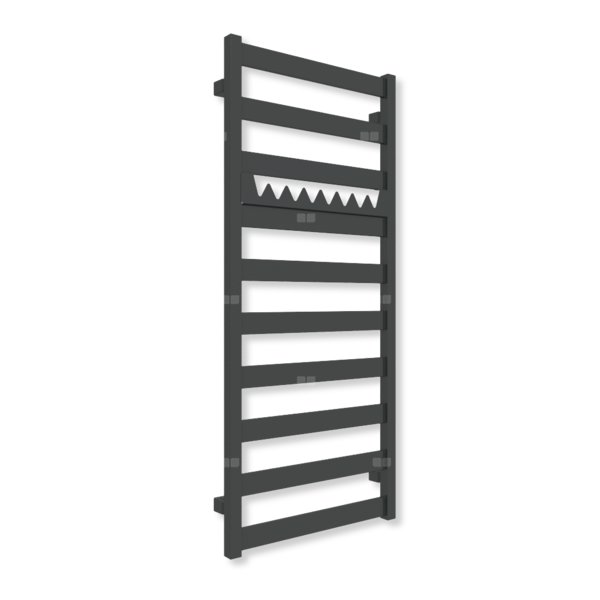 Grzejnik elektryczny TERMA VIVO 1150 x 500 mm, kolor czarny jak kruk soft, moc 400 W, podłączenie E1, kabel prosty bez wtyczki z maskownicą czarny