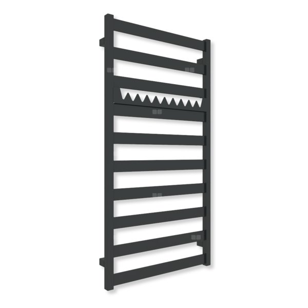 Grzejnik elektryczny TERMA VIVO 1150 x 600 mm, kolor czarny jak kruk mat RAL9005, moc 300 W, podłączenie E1, kabel prosty z wtyczką czarny