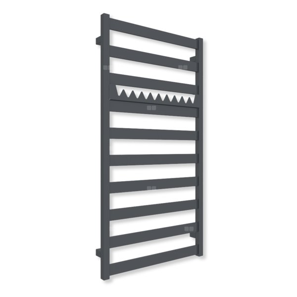 Grzejnik elektryczny TERMA VIVO 1150 x 600 mm, kolor metaliczny szary, moc 600 W, podłączenie E8, kabel prosty bez wtyczki z maskownicą czarny