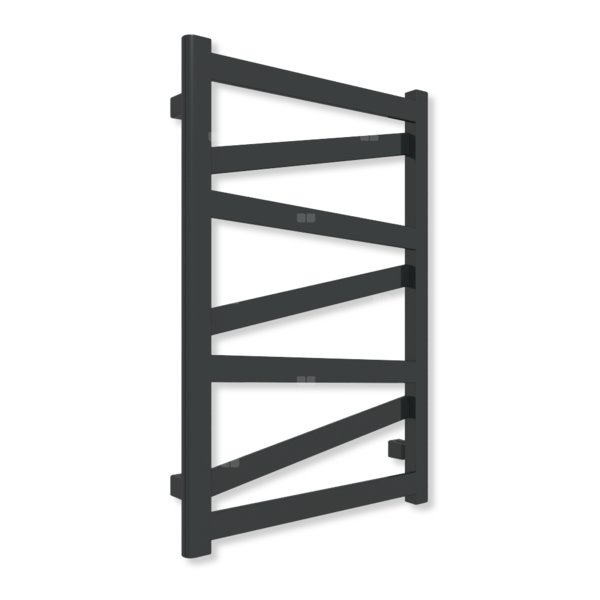 Grzejnik elektryczny TERMA VIPERA 750 x 500 mm, kolor czarny jak kruk mat RAL9005, moc 300 W, podłączenie E8, kabel prosty bez wtyczki z maskownicą czarny