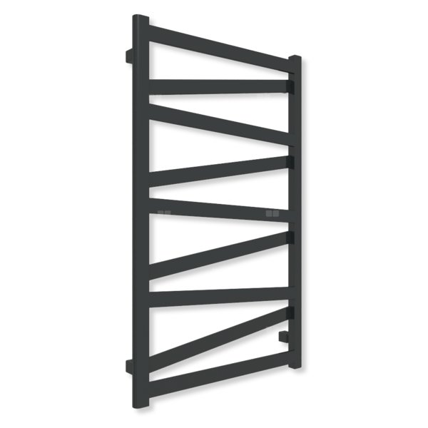 Grzejnik elektryczny TERMA VIPERA 990 x 600 mm, kolor czarny jak kruk mat RAL9005, moc 400 W, podłączenie E1, kabel spiralny z wtyczką czarny