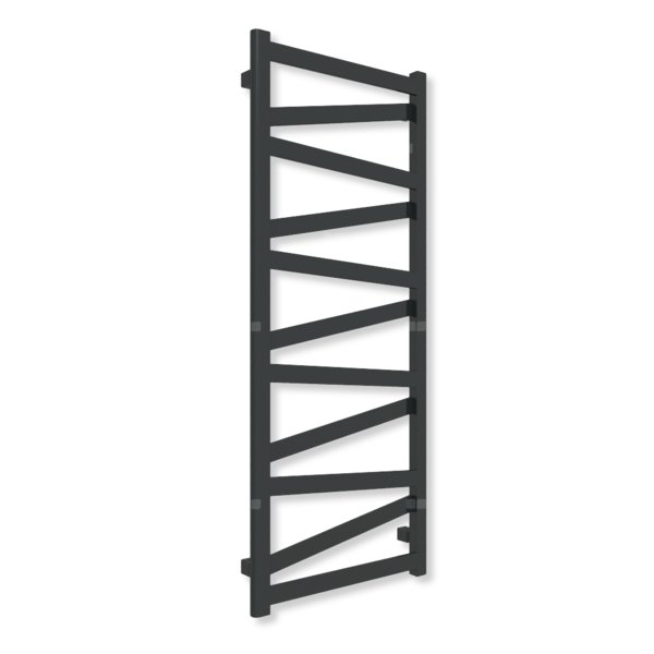 Grzejnik elektryczny TERMA VIPERA 1230 x 500 mm, kolor czarny jak kruk mat RAL9005, moc 400 W, podłączenie E8, kabel spiralny z wtyczką