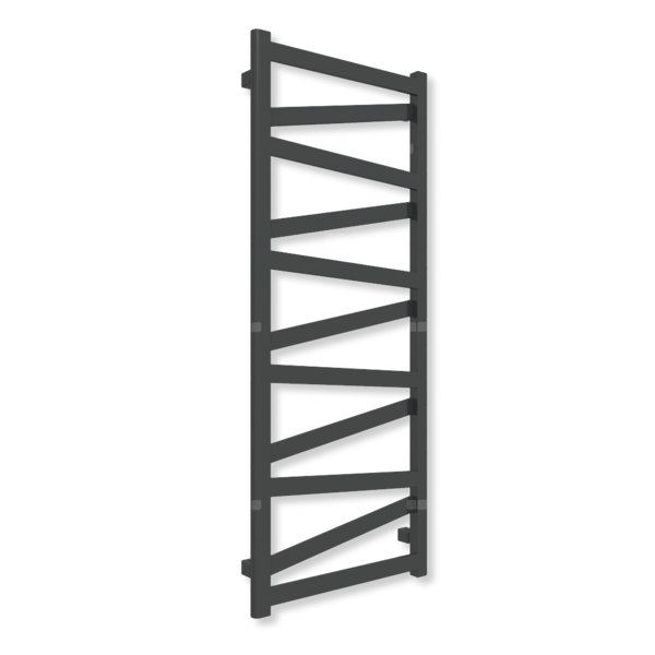 Grzejnik elektryczny TERMA VIPERA 1230 x 500 mm, kolor czarny jak kruk soft, moc 400 W, podłączenie E8, kabel prosty bez wtyczki z maskownicą czarny