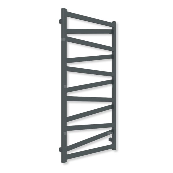 Grzejnik elektryczny TERMA VIPERA 1230 x 600 mm, kolor czarny anodowy, moc 600 W, podłączenie E8, kabel spiralny z wtyczką czarny