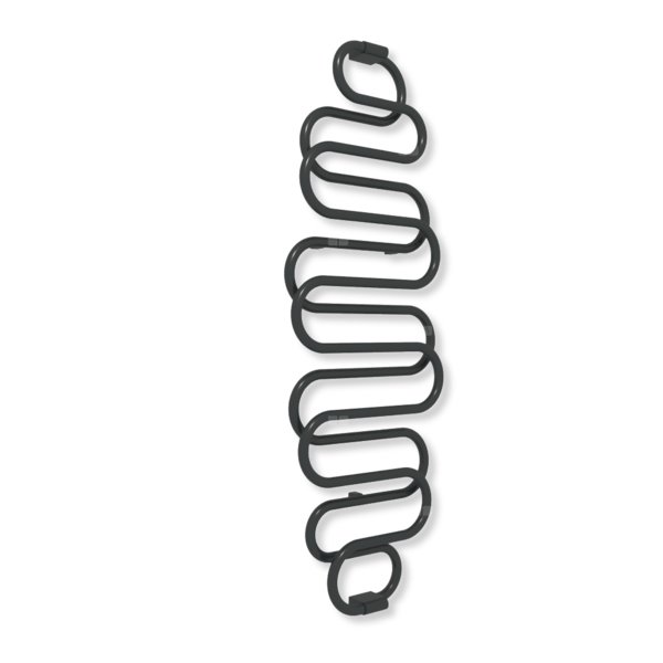 Grzejnik elektryczny TERMA PERŁA E 1760 x 600 mm, kolor czarny jak kruk mat RAL9005, moc 455 W, podłączenie EX, kabel spiralny z wtyczką srebrzysty