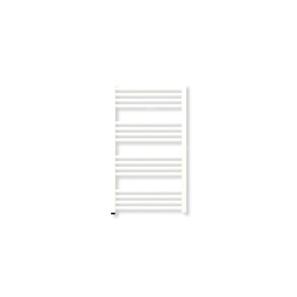 Grzejnik elektryczny TERMA FIONA ONE 900 x 530 mm, kolor biały soft, moc 400 W, podłączenie E1, kabel prosty z wtyczką czarny