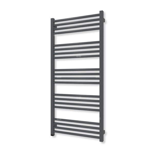 Grzejnik elektryczny TERMA FIONA ONE 1140 x 530 mm, kolor metaliczna czerń, moc 600 W, podłączenie E1, kabel prosty z wtyczką biały