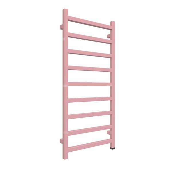 Grzejnik elektryczny TERMA SIMPLE ONE 1080 x 500 mm, kolor różowy jasny RAL3015, moc 400 W, podłączenie E1, kabel prosty bez wtyczki szary