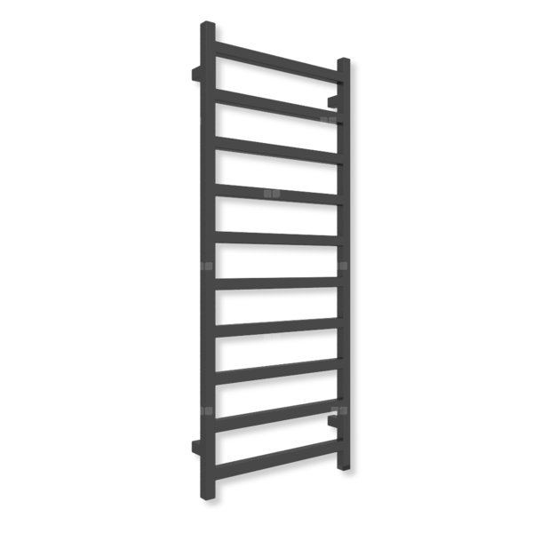 Grzejnik elektryczny TERMA SIMPLE ONE 1200 x 500 mm, kolor czarny sygnałowy mat RAL9004, moc 400 W, podłączenie E8, kabel prosty bez wtyczki szary