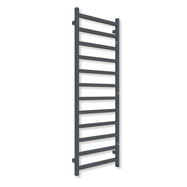 Grzejnik elektryczny TERMA SIMPLE ONE 1440 x 500 mm, kolor metaliczna czerń, moc 600 W, podłączenie E1, kabel spiralny z wtyczką biały