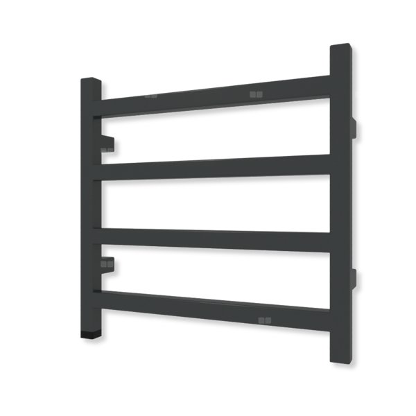 Grzejnik elektryczny TERMA SIMPLE ONE 1920 x 500 mm, kolor czarny jak kruk mat RAL9005, moc 800 W, podłączenie E8, kabel spiralny z wtyczką szary