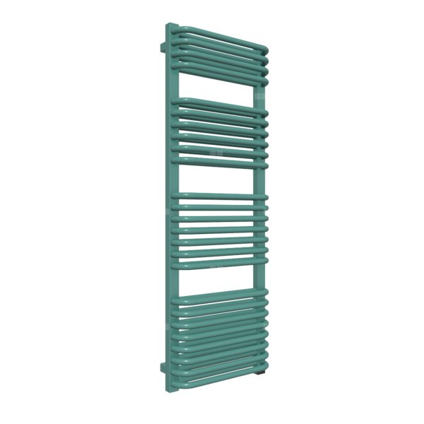 Grzejnik elektryczny TERMA TYTUS ONE 1260 x 440 mm, kolor miętowy turkusowy RAL6033, moc 1000 W, podłączenie E1, kabel prosty bez wtyczki czarny
