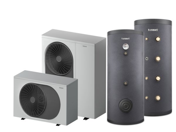 Pakiet 2 - Pompa ciepła powietrzna powietrze-woda monoblok TERMET Heat Gold 9 DC 5.9 kW 230 V + Zasobnik c.w.u. TERMET AQUA 200 + Zasobnik buforowy TERMET ENERGY 100