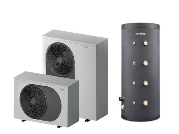 Pakiet 3 - Pompa ciepła powietrzna powietrze-woda monoblok TERMET Heat Gold 12 DC 8.2 kW 230 V + Zasobnik buforowy TERMET ENERGY 200