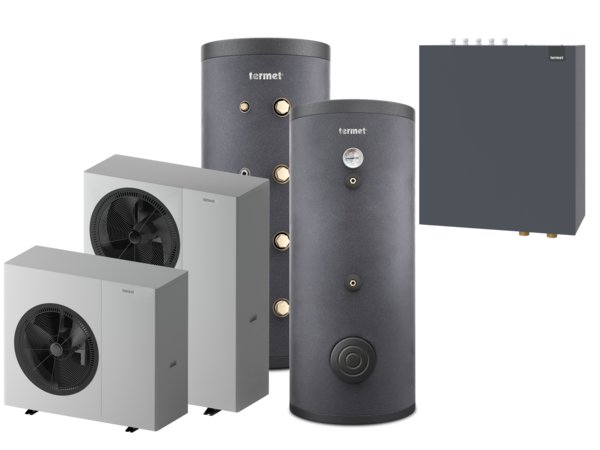 Pakiet 2 - Pompa ciepła powietrzna powietrze-woda monoblok TERMET Heat Platinum 13 EVI/DC 9.5 kW 380 V + Zasobnik c.w.u. TERMET AQUA 300 + Zasobnik buforowy TERMET ENERGY 200 + Moduł hydrauliczny T-BOX 13 PG HP