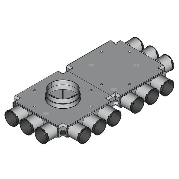Rozdzielacz końcowy TopFlex DN160/DN75 x 12 / 2-modułowy - montaż na stropie