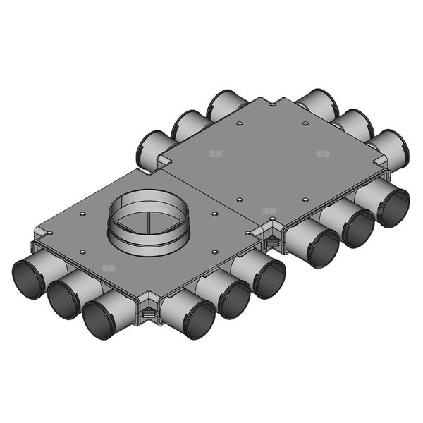 Rozdzielacz końcowy TopFlex DN160/DN75 x 15 / 3-modułowy - montaż pod stropem