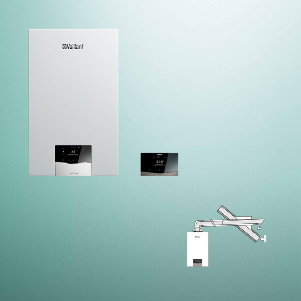 Pakiet - Kocioł gazowy dwufunkcyjny VAILLANT ecoTEC plus VCW 32CS/1-5 kondensacyjny wiszący 3.9 - 27 kW + Zestaw powietrzno-spalinowy + RegulatorsensoCOMFORT 720