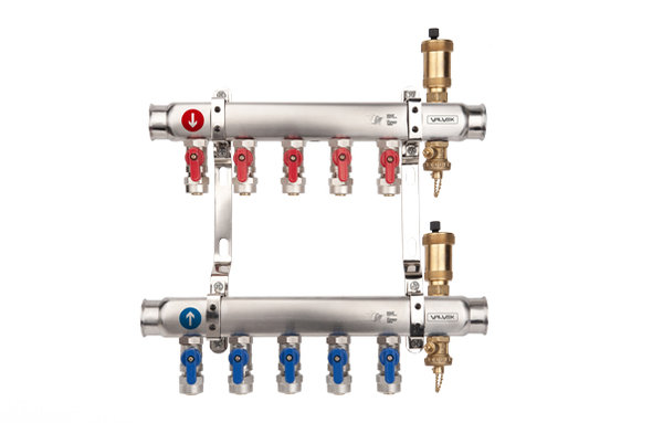 Rozdzielacz hydrauliczny VALVEX Base Inox K2MINI PLUS-10 stal nierdzewna, odgałęzień: 10 (1/2''), do CO + zawory odcinające