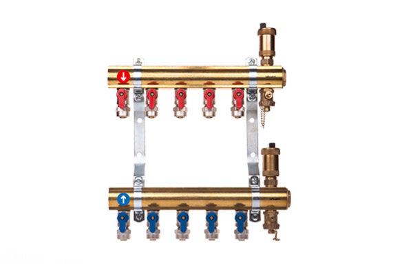 Rozdzielacz hydrauliczny VALVEX Proff K2MINI-9 mosiądz (ocynk), odgałęzień: 9 (1/2''), do CO + zawory odcinające