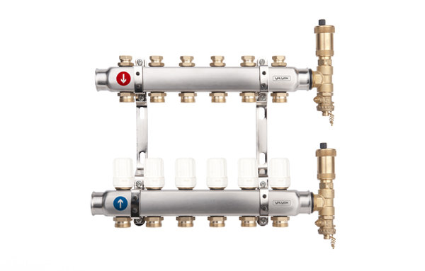 Rozdzielacz hydrauliczny VALVEX Base K4-11 stal nierdzewna, odgałęzień: 11 (3/4''), do CO + zawory termostatyczne