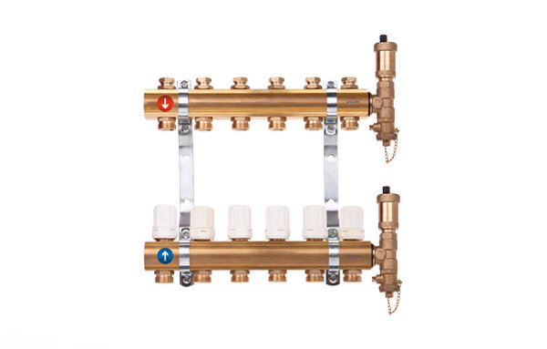 Rozdzielacz hydrauliczny VALVEX Proff K4-11 mosiądz, odgałęzień: 11 (3/4''), do CO + zawory termostatyczne