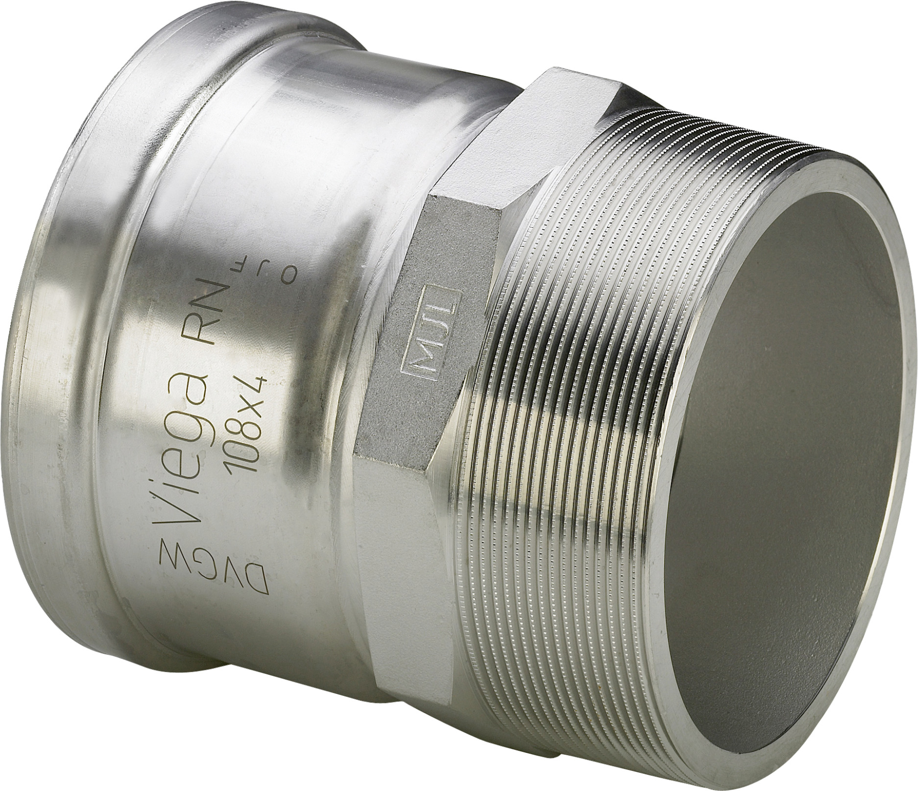 Złącze przejściowe VIEGA 2311LF, stal nierdzewna / stal nierdzewna, 2 1/2'' x 76,1 mm (GZ x mz)