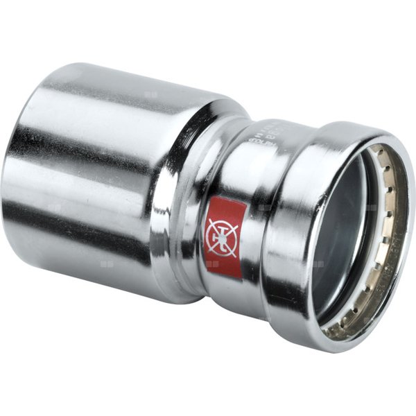 Złącze Prestabo VIEGA 11151LF redukcja jednoczęściowy, stal (ocynk galwaniczny/elektrolityczny) / stal (ocynk), 88.9 mm, 88,9 mm x 54 mm (kw x mz), 130 mm, (głębokość: 90 mm) z uszczelką