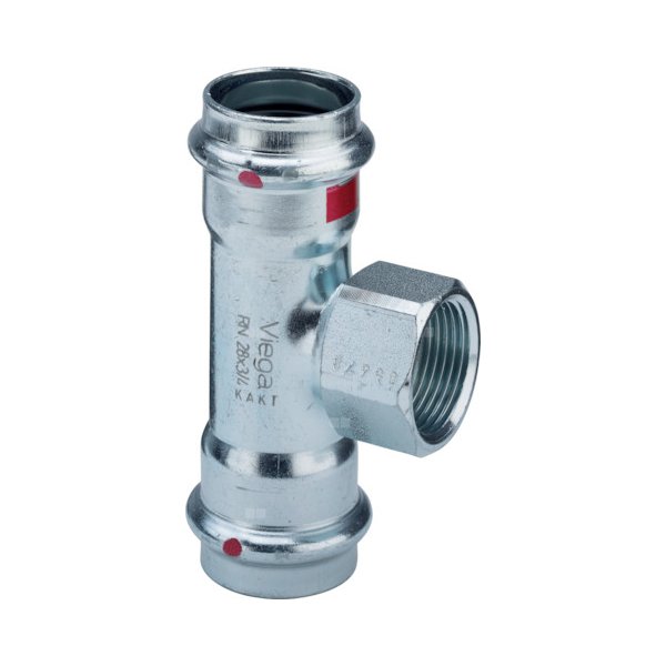 Trójnik VIEGA 11172 stal (ocynk galwaniczny/elektrolityczny) 22 mm x 1/2'' x 22 mm x 22 mm x 1/2'' (mz x gw x mz)