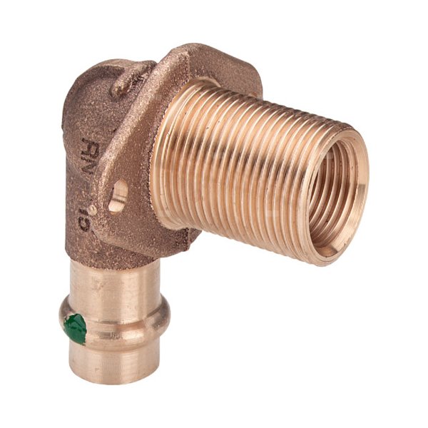 Przepust ścienny Sanpress 90' VIEGA 22321 jednoczęściowy, kątowy, brąz / brąz, 15 mm, 1/2'' x 3/4'' (mz x gw), 25 mm