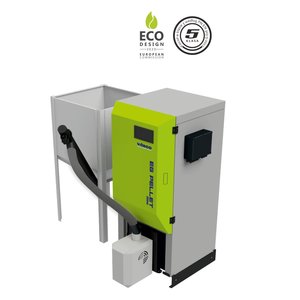 EG-PELLET MINI 24 (kocioł na pellet o mocy 24 kW, z palnikiem samoczyszczącym Peletix zamontowanym od frontu, z zasobnikiem pelletu o pojemności 300 litrów, VITECO