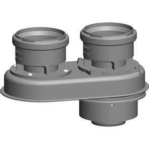 Adapter przyłączeniowy DN60/100 na 2xDN80 do wyprowadzenia spalin do przewodu spalinowego do szachtu oraz doprowadzenia powietrza do spalania